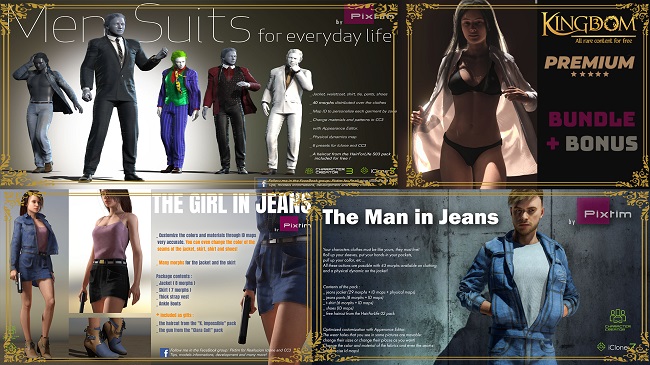 Men_Suits_CC3+ & The Man in Jeans & The girl in jeans + BONUS