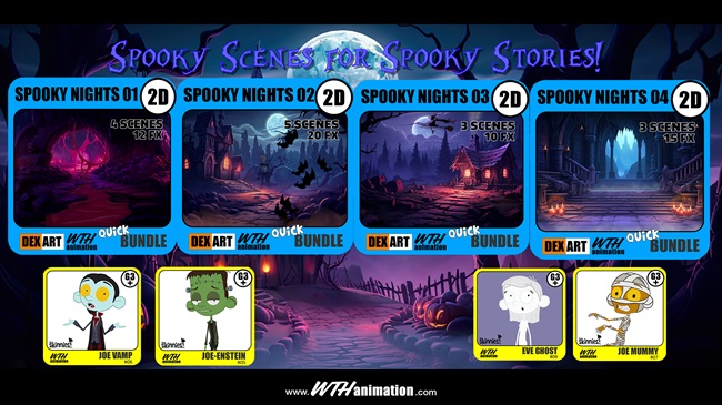 QBun-Spooky Nights Mega Bundle + 4 Skinny Characters