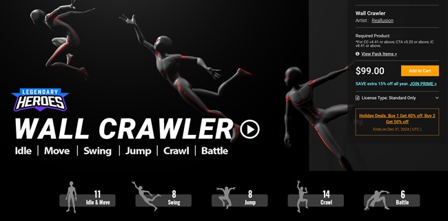 The Legendary Hero series: Wallcrawler motion