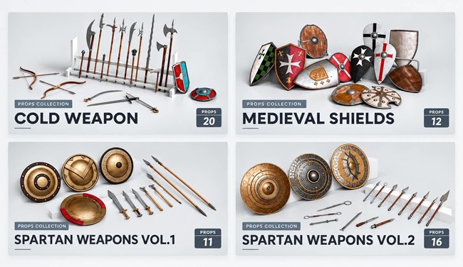 Medieval  & Spartan Weapons Bundle (Value 106$)